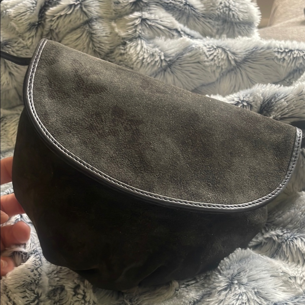 Bottega Veneta Suede Clutch with Gold Accents